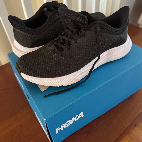 Hoka Shoes - HOKA, W 9.5 black w/white running shoe